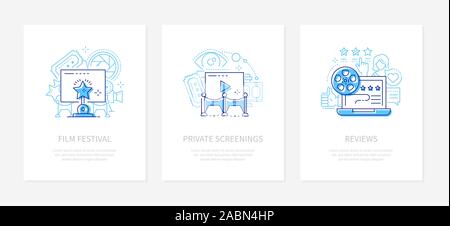 Cinema concept - vector line design style banners Stock Vector