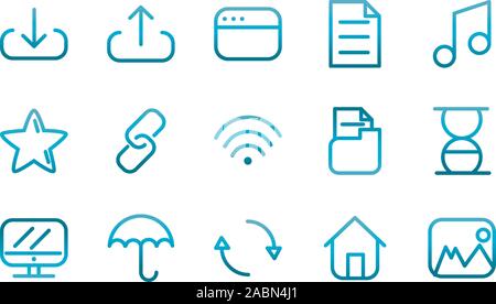 user interface icons set blue gradient vector illustration Stock Vector