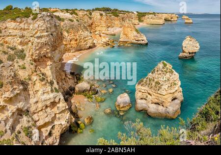 The rocky coast near the Heart Rocks, Benagil,   Portugal Stock Photo