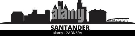 Spain, Santander city skyline isolated vector illustration. Spain, Santander travel black cityscape Stock Vector