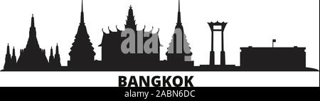 Thailand, Bangkok city skyline isolated vector illustration. Thailand, Bangkok travel black cityscape Stock Vector