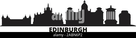 United Kingdom, Edinburgh city skyline isolated vector illustration. United Kingdom, Edinburgh travel black cityscape Stock Vector