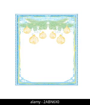 Christmas Framework style card, gold baubles and a blue frame Stock Vector
