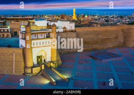 View of the Historic Centre of Bukhara with Ark of Bukhara, Uzbekistan. Stock Photo