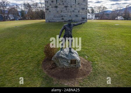 John Stark Statue, Bennington Battle Monument, Bennington, VT, USA Stock Photo