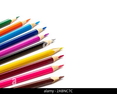 Colored pencils isolated on white background Stock Photo