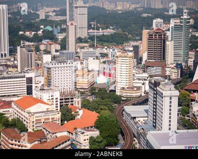 Kuala Lumpur, Malaysia - November 2019 - overview of old section of city Stock Photo