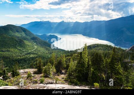 Majestic Fjord along the west coast of Canada on a partly cloudy summer day Stock Photo