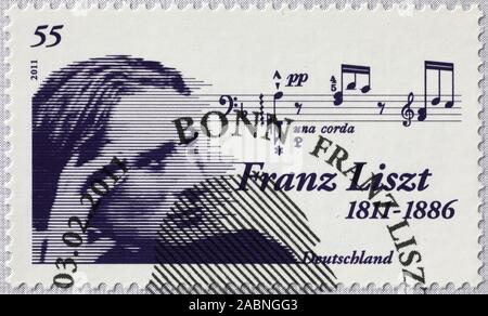 Portrait of Franz Liszt on german stamp Stock Photo