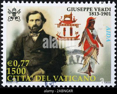 Portrait of talian composer Giuseppe Verdi on postage stamp Stock Photo