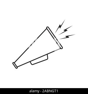 Megaphone icon line, linear vector. Black icon megaphone on white background Stock Vector