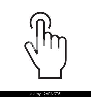 hand presses a button icon. Hand cursor sign icon. Hand pointer symbol. Flat icon vector. Touch icon perfect line style. Element of web icon for mobil Stock Vector