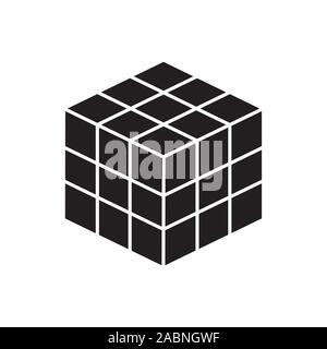 vector black icon. vector cube toy puzzle, 4x4 square. Mechanical puzzle toy. vector illustration isolated on white background. Element of baby and to Stock Vector