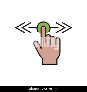 Horizontal Scroll touch screen gesture vector, Scroll touch screen gesture icon. hand swipe icon, horizontal scroll, color symbol set on white backgro Stock Vector