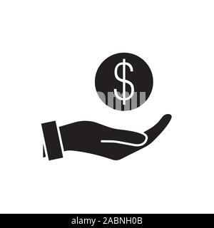 money in hand. Vector icon 10 EPS. Earn money vector icon, salary symbol. Modern, simple flat vector illustration for web site or mobile app. Hand hol Stock Vector