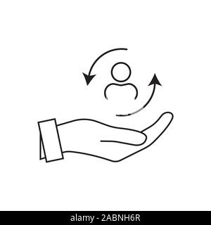 care customer icon, total inclusive service, line symbol on white background - editable stroke vector illustration eps 10. Patient Assistance vector i Stock Vector