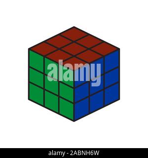 vector color icon. vector cube toy puzzle, 4x4 square. Mechanical puzzle toy. vector illustration isolated on white background. Element of baby and to Stock Vector