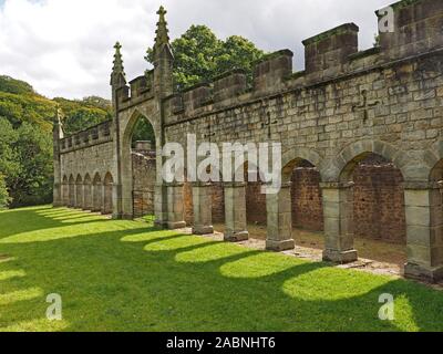 arched northern wall of enclosed deer house in park at Bishop's Castle, Bishop Auckland, County Durham,England,UK Stock Photo