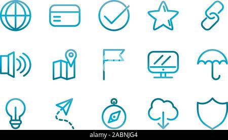 user interface icons set blue gradient vector illustration Stock Vector