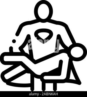 Hero Holds on Hands Human Icon Vector Outline Illustration Stock Vector