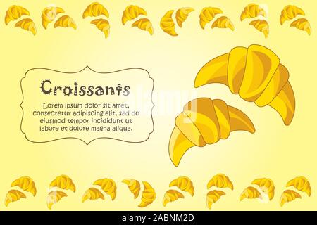Card for kitchen notes. Blank with croissant ornament. Kitchen card. A croissant Stock Vector