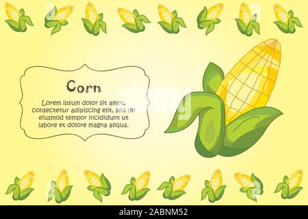 Card for kitchen notes. Blank with corn ornament. Kitchen card. A corn Stock Vector