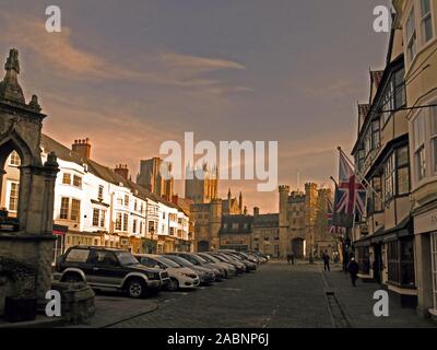 An early winter's morning in the Market Place at Wells, Somerset, England, UK Stock Photo