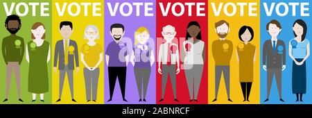 set of twelve candidates from the major uk political parties. EPS vector available Stock Vector