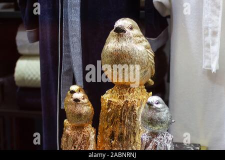 golden bird with chicks decoration. richest parenting. design figure Stock Photo