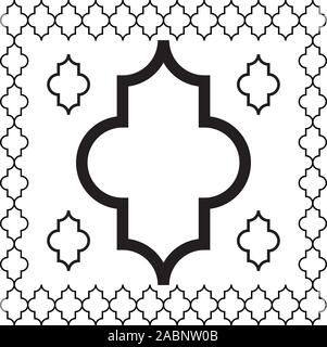 Arabic lantern shapes tile symbol frame or logo. Stock Vector