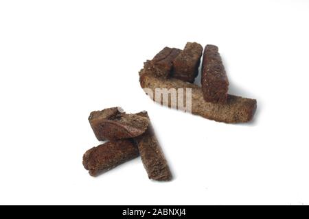 a pile of garlic-flavored toast isolated on white background flat lay Stock Photo