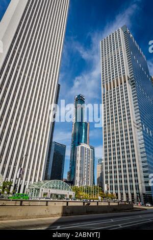 The Aon Center, and Blue Cross and Blue Shield of Illinois, Chicago, Illinois, USA Stock Photo