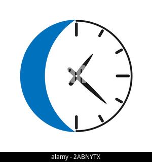 Night clock icon.Flat icon for mobile and web design.. Simple flat design, symbol, logo. Isolated on white background. Stock Vector