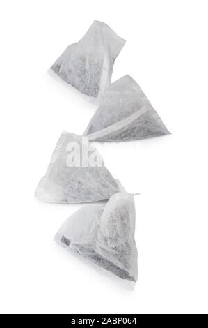 Studio shot of teabags cut out against a white background - John Gollop Stock Photo