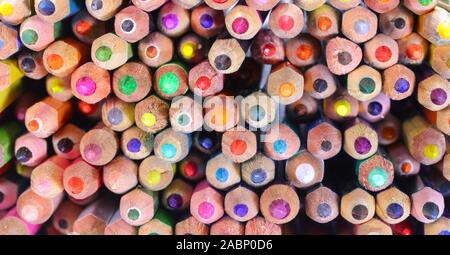 background of group of colored pencils at school Stock Photo