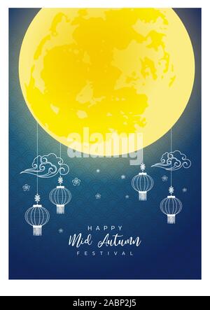 Chinese mid autumn festival background. The Chinese character " Zhong ...