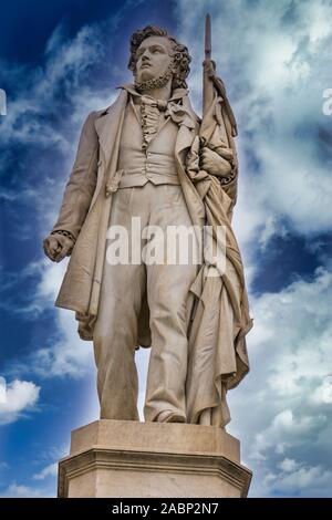 Sculpture of Italian patriot Ciro Menotti in Modena Italy. Statue