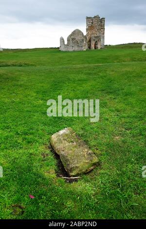 Knowlton, where a Norman Church stands within a neolithic henge, Dorset, UK - John Gollop Stock Photo