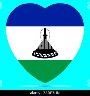 Lesotho Flag In Heart Shape Vector illustration Eps 10. Stock Vector
