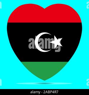 Libya Flag In Heart Shape Vector illustration Eps 10. Stock Vector
