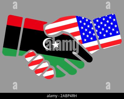 Libya and USA flags Handshake vector illustration Eps 10 Stock Vector