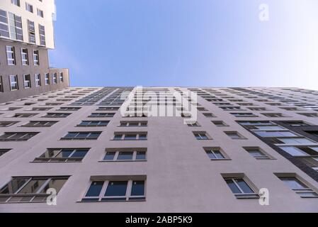 Residential buildings. Housing complex 'White Nights'. Bottom-up view. Stock Photo