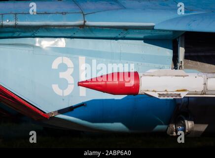 Rocket and weapon of military army fighter aircraft close up Stock ...
