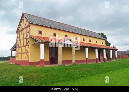 Recreation of a Roman Villa, at Wroxeter Roman City, Wroxeter, Shropshire, UK Stock Photo