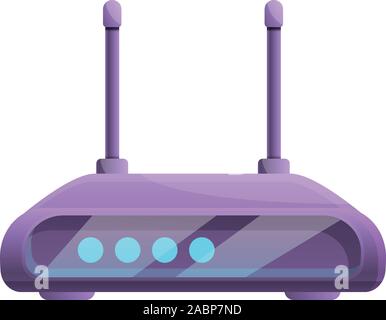 Purple router icon. Cartoon of purple router vector icon for web design isolated on white background Stock Vector