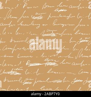 Handwritten abstract text with mistakes and misprints seamless pattern, vector monochrome script background, scribbles and blots in another group Stock Vector