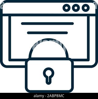 tablet data security internet of things line icon vector illustration Stock Vector