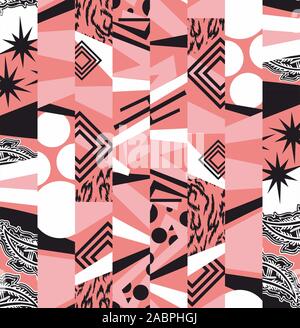 Geometric shapes illustration. Chaotic abstract pattern. Textile design, Fabric digital print. - Vector Stock Vector