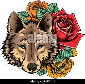 head of Wild wolf. Vector Graphics illustration Stock Vector