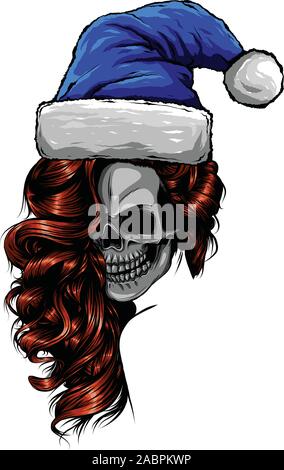 Woman Skull Of Bad Santa Claus Vector Illustration Stock